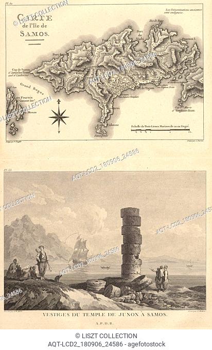 Pl. 53: Vestiges du Temple de Junon à Samos, Pl. 52: Carte de L'Ile de Samos, Pl. 53: Vestiges du Temple de Junon à Samos, Voyage Pittoresque de la Grece