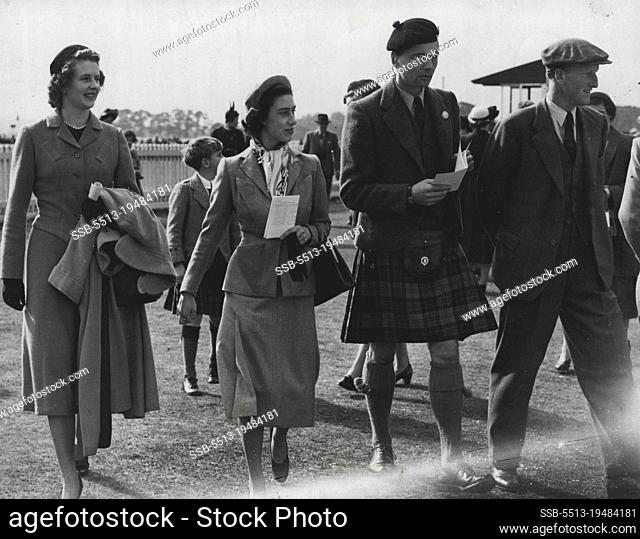 Two escorts for Princess ***** At Scottish Race Meeting With Princess Margaret at the Hunt races in Scotland yesterday were kilted Lord Ogilvy