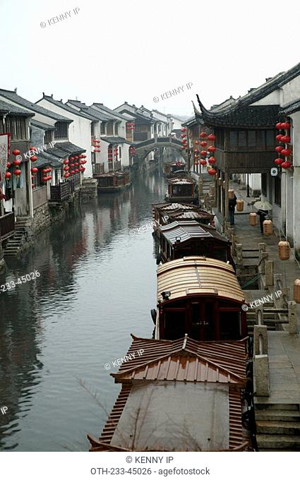 Waterway of the anicent street -Shantang Street in Suzhou, China