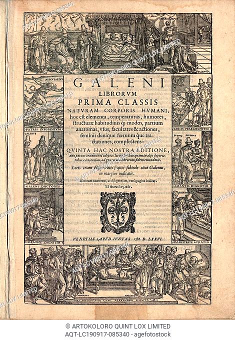 Titelblatt zu Galen, .. first class nature of the human body .. ', Title page for Galenus '.. prima classis naturam corporis humani