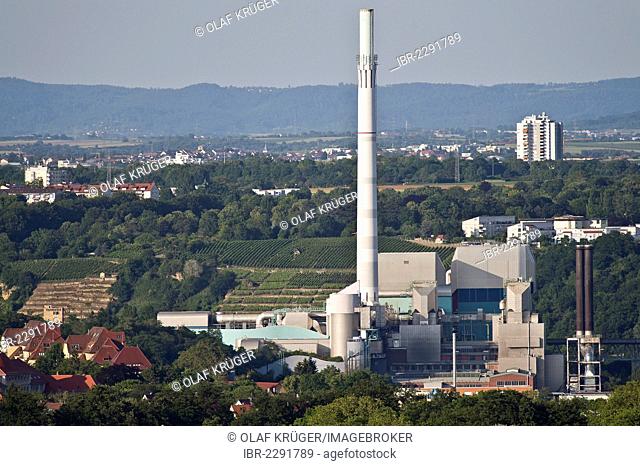 EnBW power plant and waste incineration plant in Stuttgart-Muenster, Stuttgart, Baden-Wuerttemberg, Germany, Europe