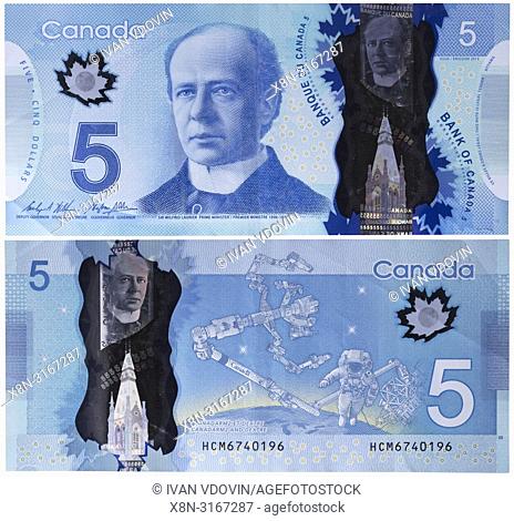 5 dollars banknote, Wilfrid Laurier, Canada, 2013