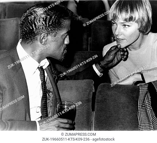 May 11, 1966 - London, England, U.K. - Singer SAMMY DAVIS JR. seen here with his wife, swedish actress MAY BRITT, between rehersals for his appearance on the...