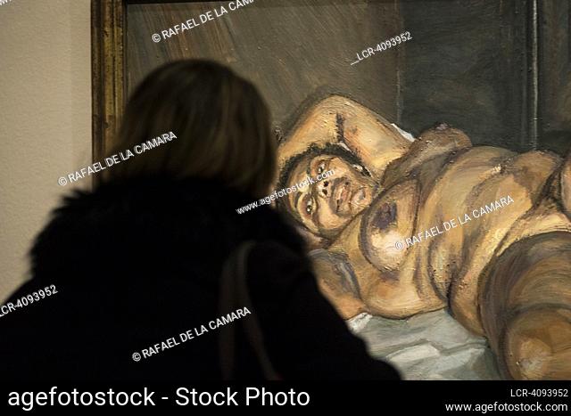 NAKED SOLICITOR 2003 AT EXHIBITION LUCIAN FREUD NEW PERSPECTIVES THYSSEN BORNEMISZA NATIONAL MUSEUM IN COLLABORATION WITH THE NATIONAL GALLERY OF LONDON