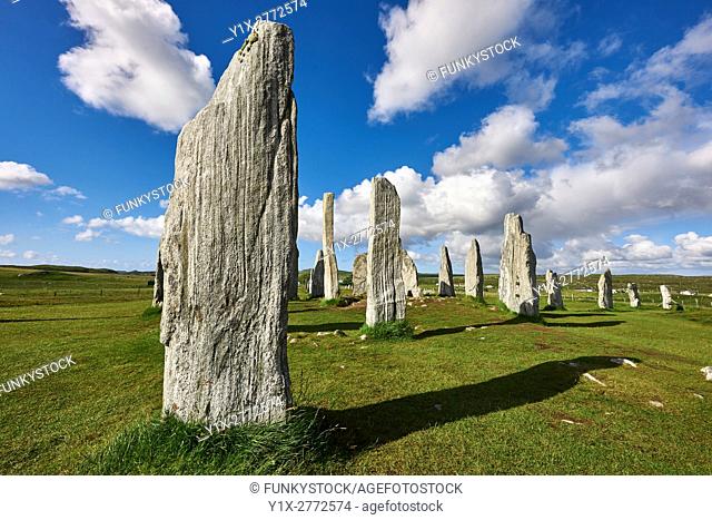 Monolithic stone of Calanais Neolithic Standing Stone (Tursachan Chalanais) , Isle of Lewis, Outer Hebrides, Scotland