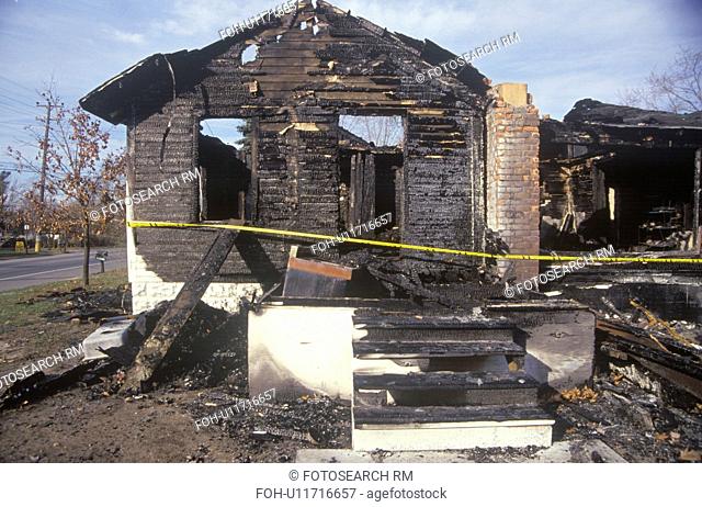 Remains of a burned down house