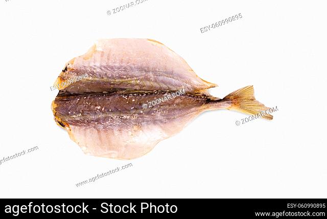 Dried salty fish isolated on a wite background