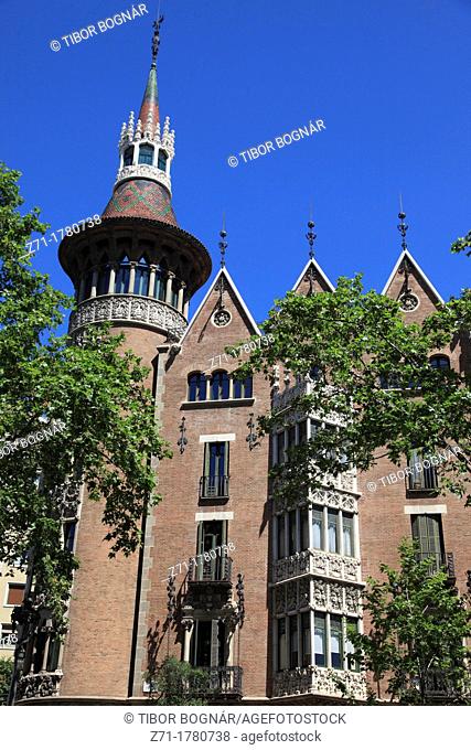 Spain, Catalonia, Barcelona, Casa de les Punxes, Casa Terrades, modernist architecture