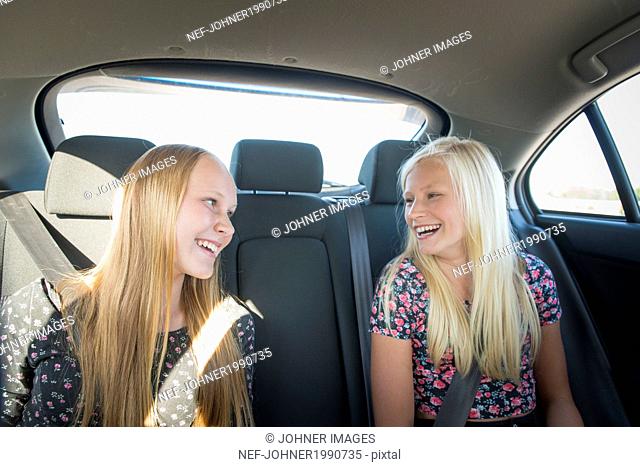 Teenage girls in car
