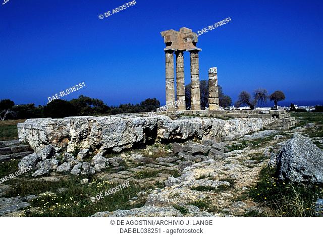 Temple of Pythian Apollo, Acropolis of Rhodes, Rhodes island, Greece. Greek civilisation, 5th-3rd century BC