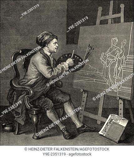 Self-Portrait, William Hogarth, 1697 - 1764, an English painter, printmaker, pictorial satirist, social critic, and editorial cartoonist,