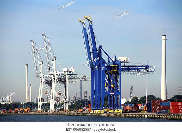 Container bridge in the harbor of Rotterdam