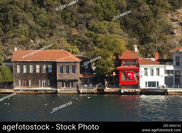View of the traditional seaside residence or so-called waterside mansion of Ferruh Efendi Yalisi with a bay window at the second floor in Kanlica village