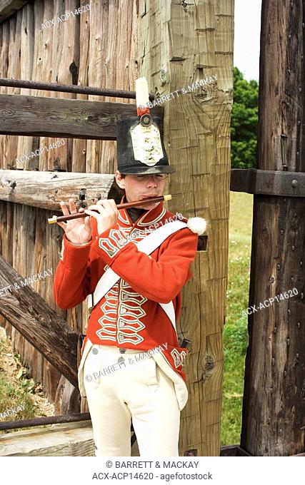 Soldier playing flute, Fort George National Historic Site, Niagara-On-the-Lake, Ontario, Canada