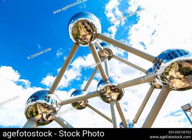 Atomium structure in summer day in Brussels, Belgium
