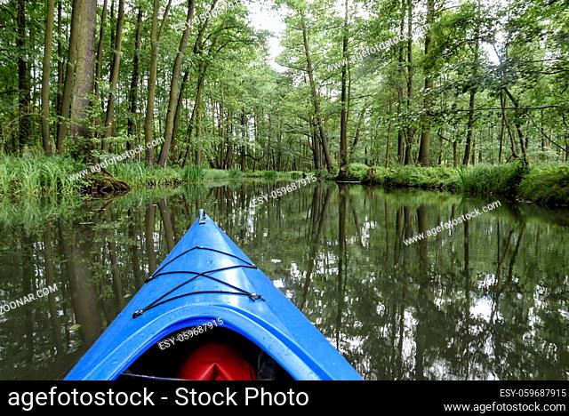 boat trip in a canoe on a river in the Spreewald in Brandenburg, Germany