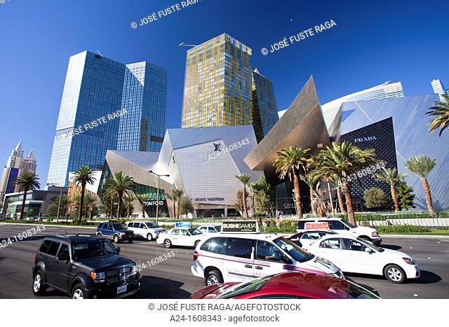 USA-Nevada-Las Vegas City-The Strip Avenue-The City Center Skyline-Crystals Hotel