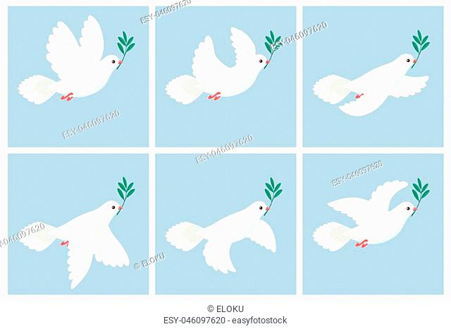 Vector illustration of flying white dove holding olive branch, Stock  Vector, Vector And Low Budget Royalty Free Image. Pic. ESY-046097620 |  agefotostock