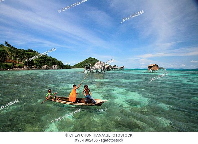 Scene of Bajao stilt village, Omada island, Semporna, Sabah, malaysia, borneo
