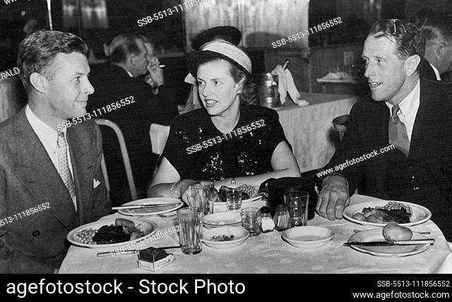 Family Dinner Party at Romano's for the Bob Asthon couple of ""Checkers"" near Orange, and their brother-in-law, American John Amory (left)