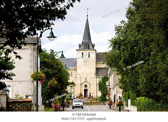 Town of Coudray with typical Norman church in Normandy, France