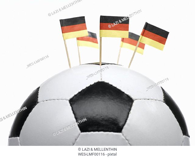 Football with little German national flags