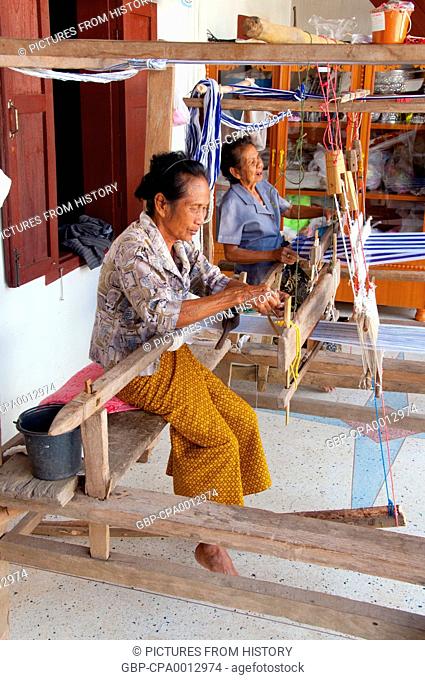 Thailand: A community weaving cooperative in the grounds of Wat Lai Hin, Lampang Province
