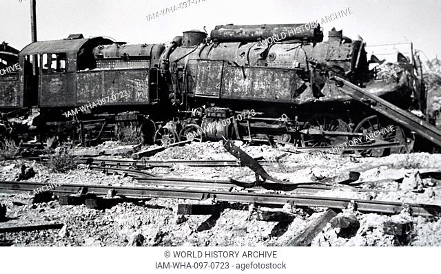 Photograph showing the wreckage of a train at Trappes, in the western suburbs of Paris, in the south-western suburbs of Paris