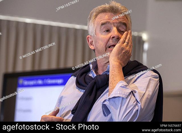 Ryanair CEO Michael O'Leary pictured during a press conference of Irish low-cost airline Ryanair, Wednesday 02 March 2022 in Brussels