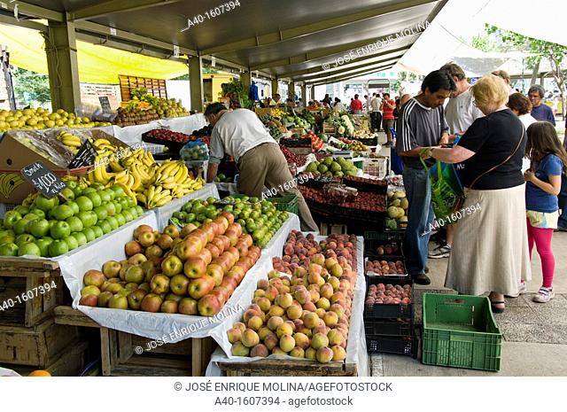 Santiago de Chile city. Market in the square of Los Dominicos. District of Las Condes