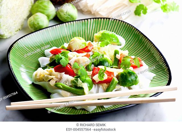 Asian vegetables on coconut milk