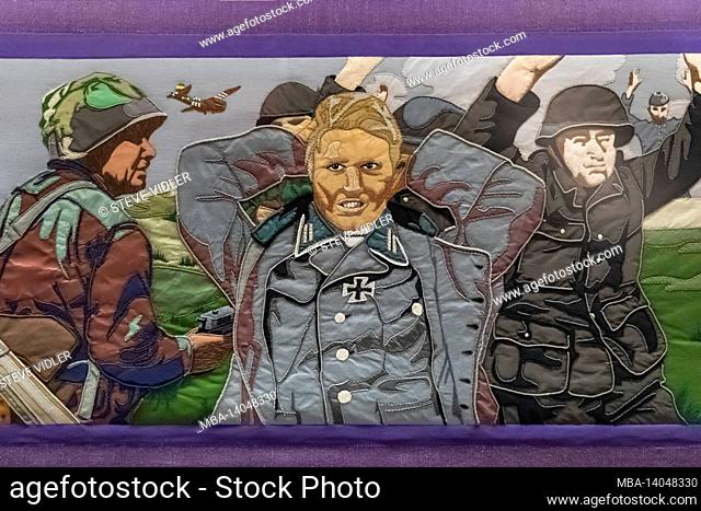 england, hampshire, portsmouth, southsea, the d-day story museum, the overlord embroidery depicting german prisoners
