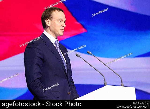 RUSSIA, MOSCOW - DECEMBER 21, 2023: Ryazan Region Governor Pavel Malkov attends Cuba's investment pitches as part of the Russia Expo international exhibition...