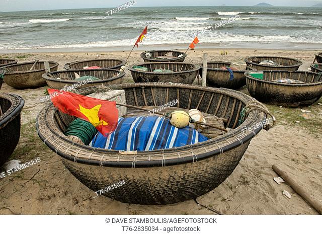 Bamboo basket boats, An Bang Beach, Hoi An, Vietnam