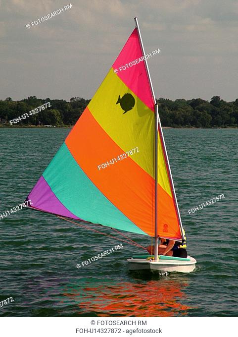 Alexandria, MN, Minnesota, Maple Lake, couple sailing, sunfish, sailboat
