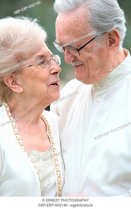 People, couple, elderly, embraced, 70 years