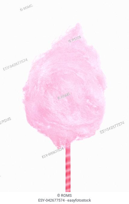 Sweet pink cotton candy isolated on white background