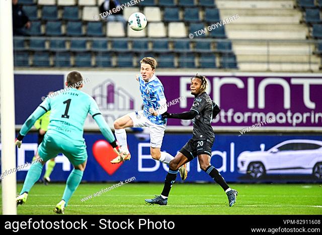 Gent's Matisse Samoise scores a goal during a soccer match between KAA Gent and OH Leuven, Thursday 21 December 2023 in Gent