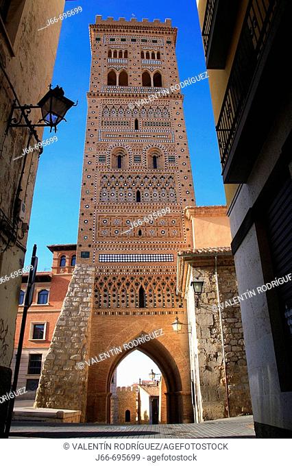 Tower of San Martín (14th century) in mudejar style, Teruel. Aragon, Spain