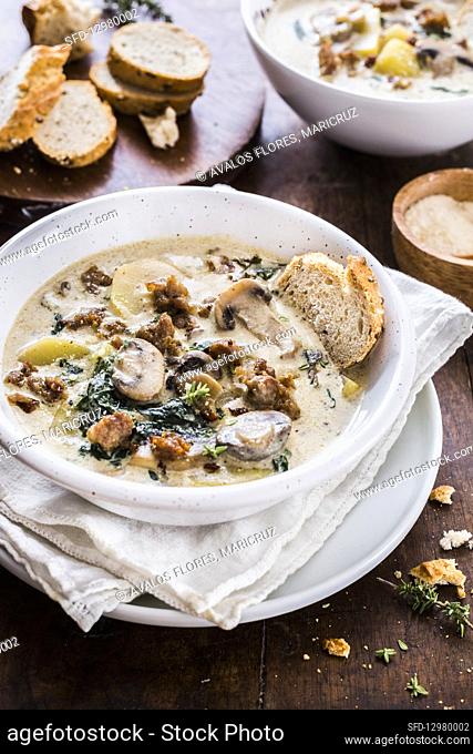 Mushrooms tuscan soup