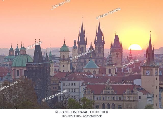 Czech Republic, Prague - Spires of the Old Town at Sunrise