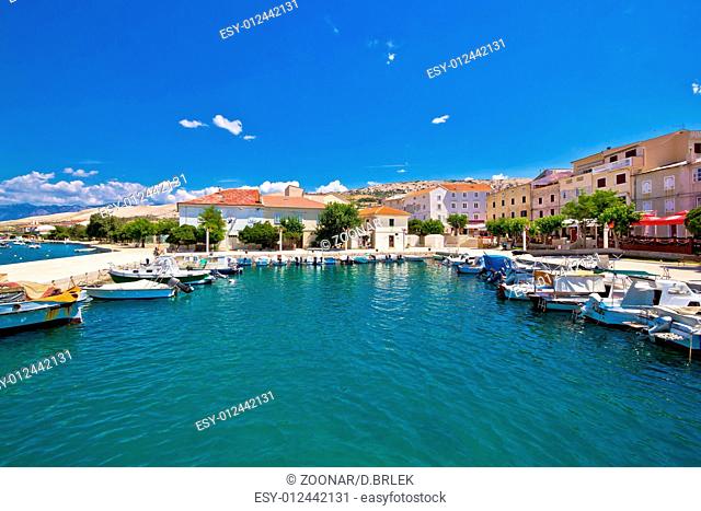 Pag island colorful waterfront view