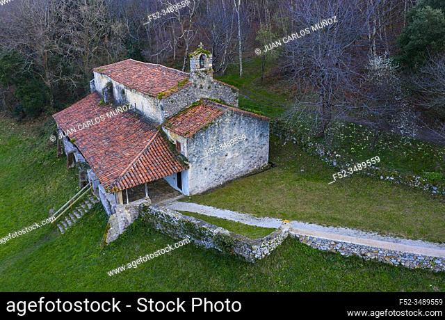Ermita de San Emeterio, Landscape in the surroundings of the cave of the Pindal, lighthouse and hermitage of San Emeterio, Cantabrian Sea, Asturias, Spain