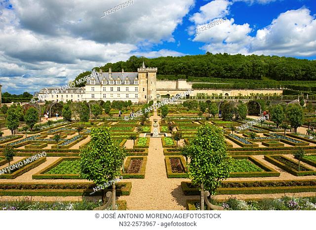 Villandry, Castle and gardens, Château de Villandry, Indre et Loire, Touraine, Loire Valley, UNESCO World Heritage Site, France
