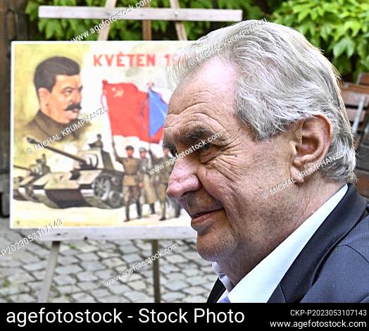 Former Czech President Milos Zeman laid flowers at the bust of France's first socialist president, Francois Mitterrand, on the Jazz Section premises in the...