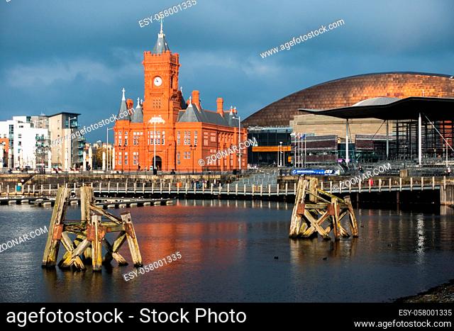 Pierhead and Millenium Centre buildings Cardiff Bay