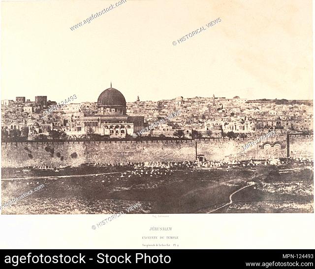 Jérusalem, Enceinte du Temple, Vue générale de la face Est, Pl. 2. Artist: Auguste Salzmann (French, 1824-1872); Printer: Imprimerie photographique de...