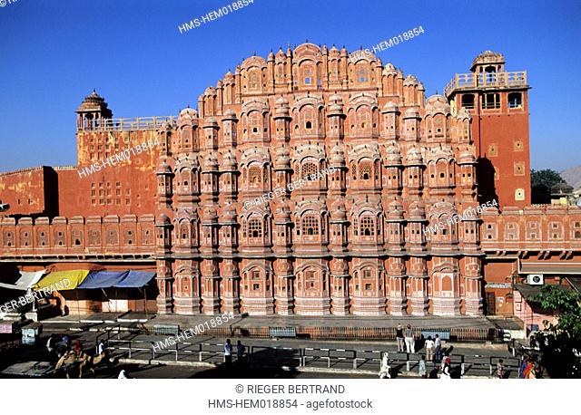 India, Rajasthan, Jaipur, the Hawa Mahal wind palace, a part of the City Palace