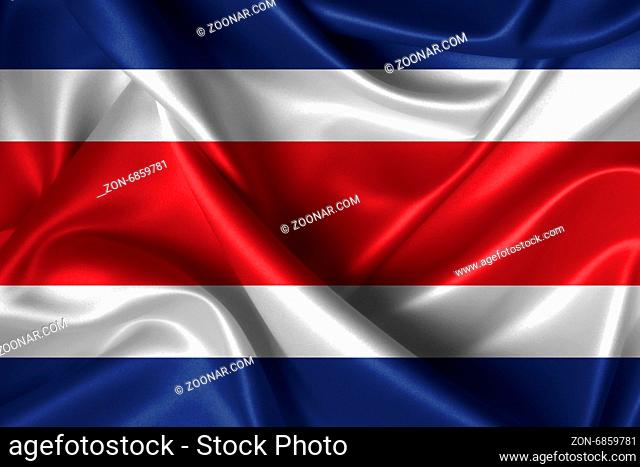 Realistic wavy flag of Costa Rica