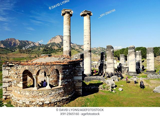 Ionic style Temple of Artemis in the ancient Greek city of Sardis in Lydia, Turkey dates from 300 BC. Renovated by Romans 200 AD